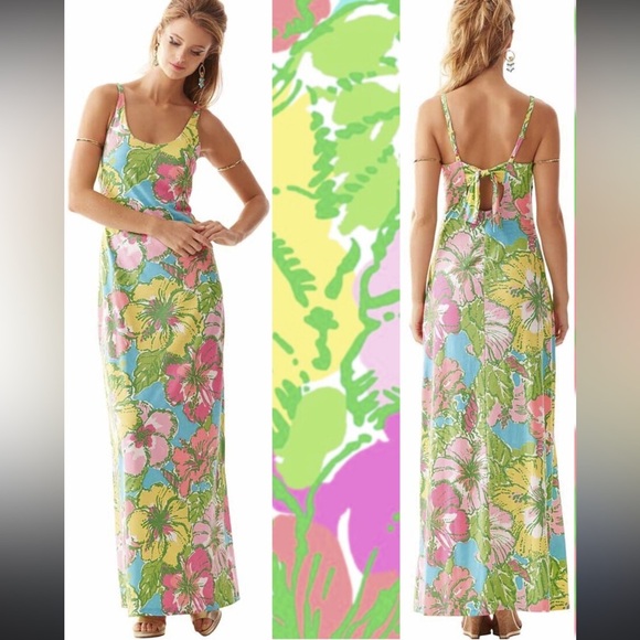 Lilly Pulitzer Palm Big Flirt Floral Maxi Dress XS - Picture 1 of 12